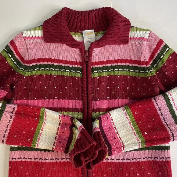Gymboree Girls Fair Isle Colorful Zip Cardigan Sweater Size S 5-6 - Picture 3 of 10
